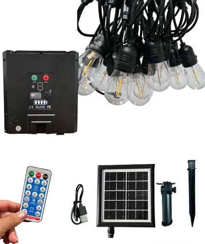 Extensión 40 bombillos Led Solar Cristal Recargable 10m Cálida Lámpara 8w 012c