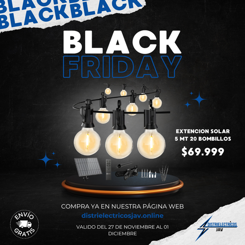 EXTENCION DE LUZ CALIDA 5 MT 20 BOMBILLOS SOLAR