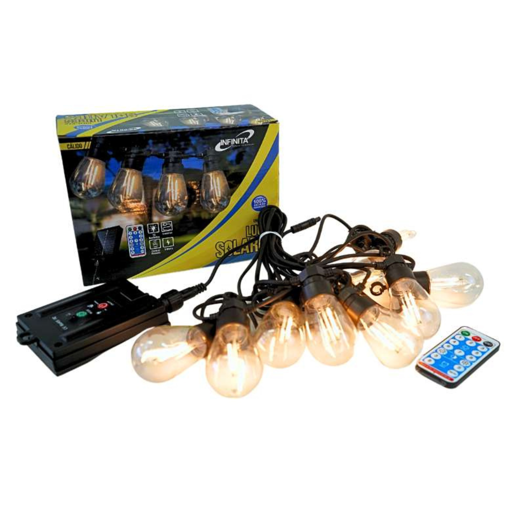 Extensión 20 bombillos Led Solar Cristal Recargable 5m Cálida 011C
